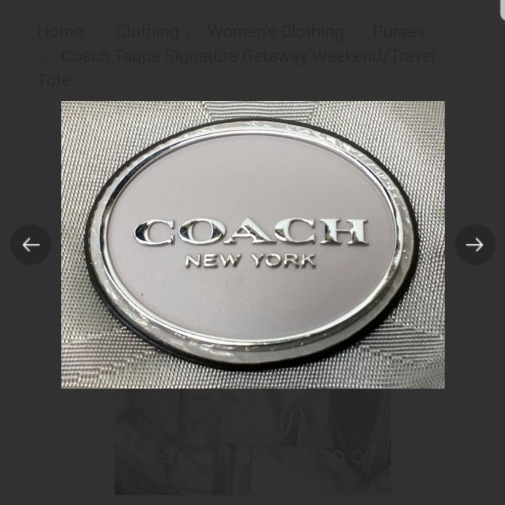 NWOT COACH taupe weekender bag & cosmetic bag - Picture 8 of 8